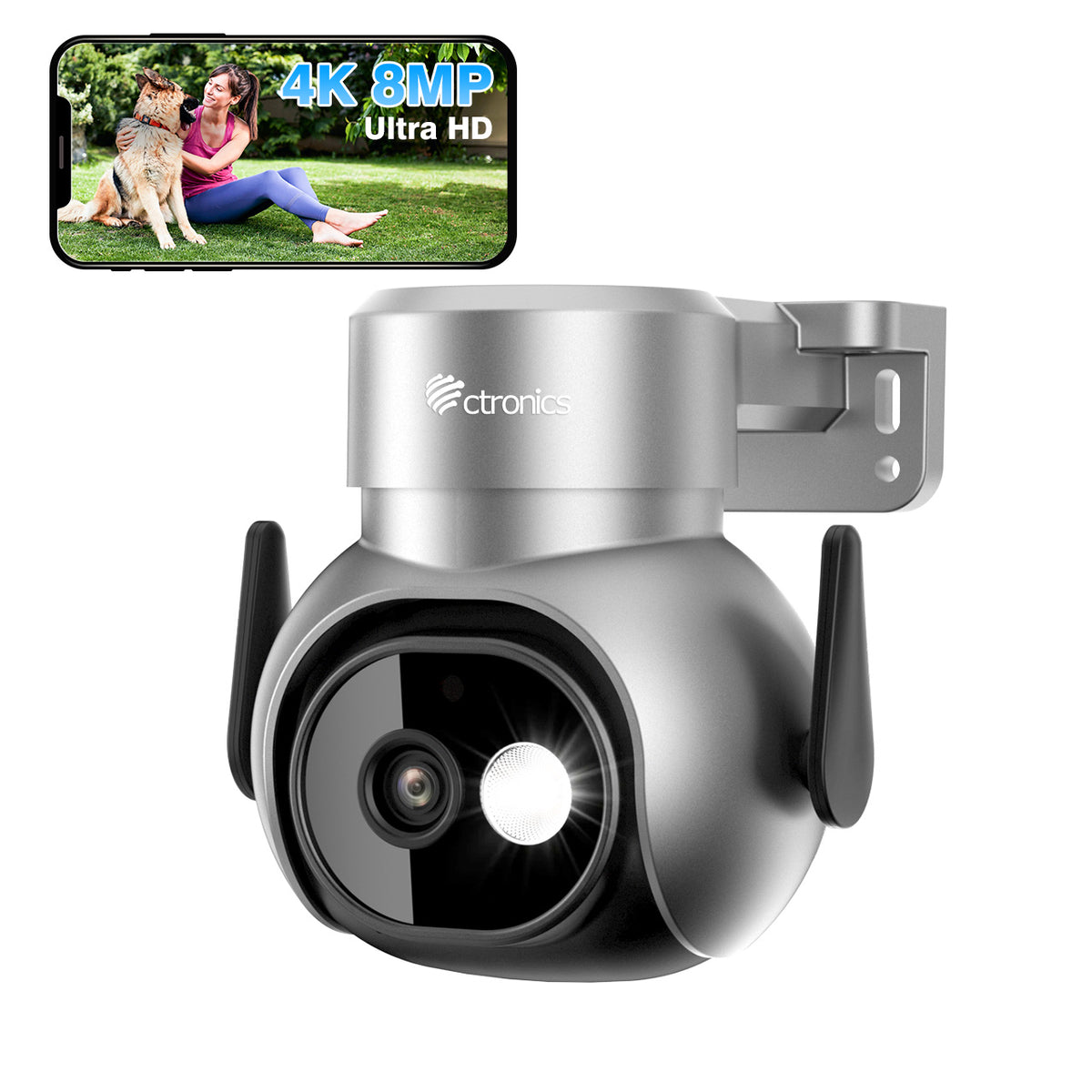 4K 8MP Outdoor WiFi Surveillance Camera with Spotlight, 2.4/5Ghz WiFi PTZ Camera Human/Animal/Vehicle Detection