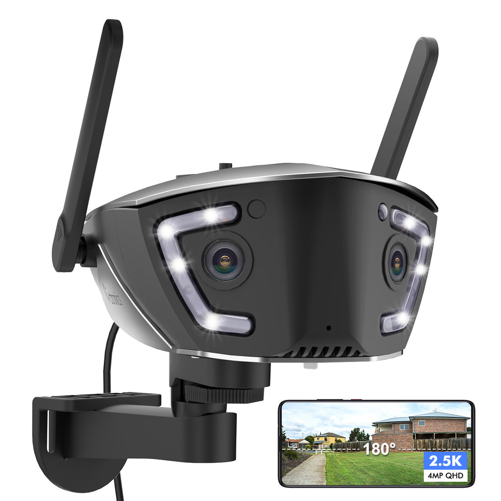 Ctronics 4MP Dual Lens Wired WiFi Outdoor Security Camera with 180 FOV & Human/Vehicle/Pet Detection