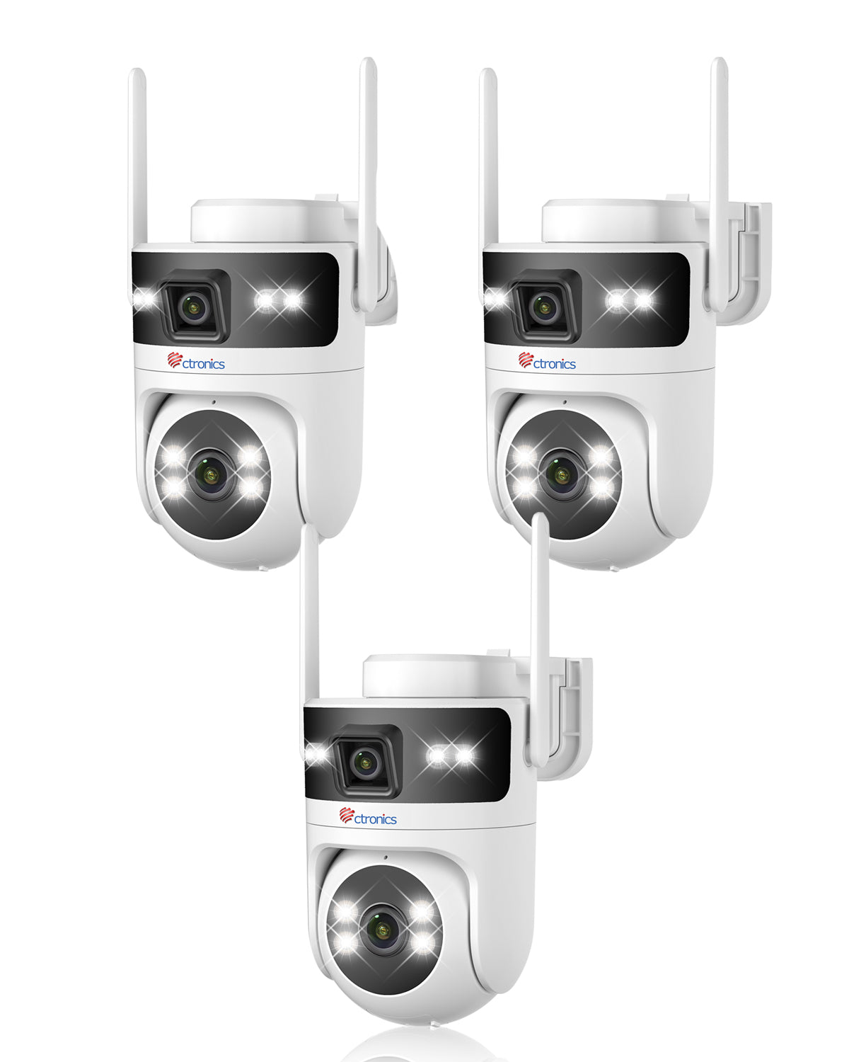 Ctronics Outdoor PoE WiFi Surveillance Camera, Dual-Lens, Dual-Band 5GHz/2.4GHz Wireless IP PTZ Camera with Human Detection
