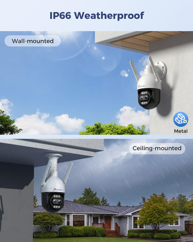 Ctronics [10X Hybrid Zoom 4K 8MP Security Camera Outdoor Metal, Dual-Lens & Zoom, 2.4/5GHz WiFi