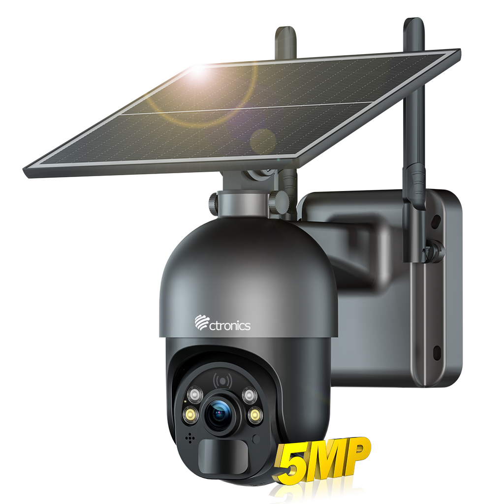 Ctronics 5MP Solar Security Camera Outdoor Wireless, 6W Solar Panel, S