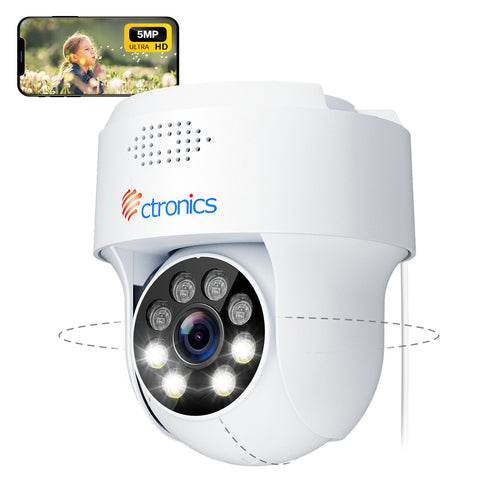 5MP PTZ 屋外監視カメラ 2.4/5 GHz WiFi IP ドームカメラ人間検出自動追跡