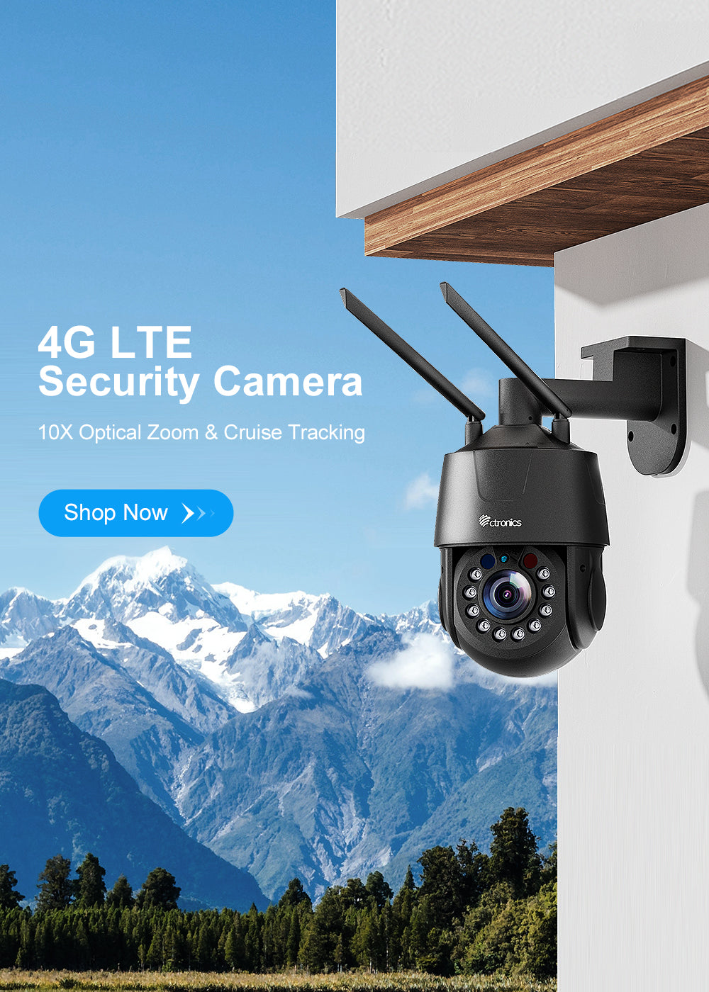 15€ sur CTRONICS Caméra Surveillance WiFi Exterieure PTZ IP Camera