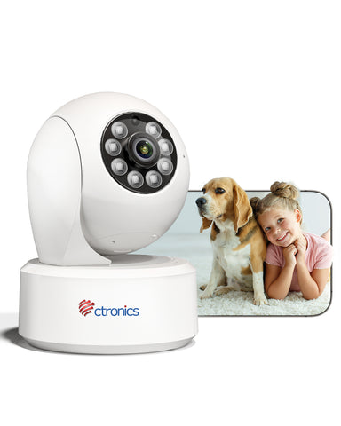 Ctronics 2.5K 4MP Surveillance Camera Indoor & 2.4Ghz WLAN with 20m Color Night Vision