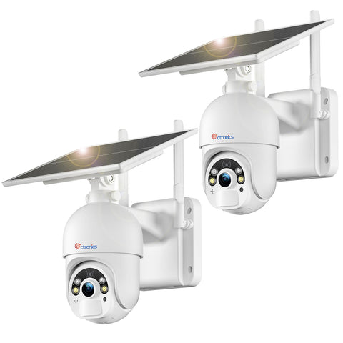 CTRONICS 5MP Solarversicherungskamera Outdoor Wireless, 6W Solarpanel, Schalllichtalarm, PC/Telefonfernbedienung, Farb Nachtsicht