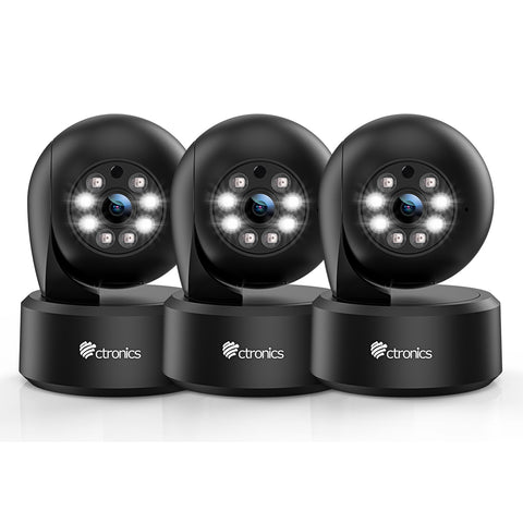 （Get the Second for Just $20）Ctronics 2K 3MP Surveillance Camera Indoor & 2.4Ghz WLAN with 20m Color Night Vision