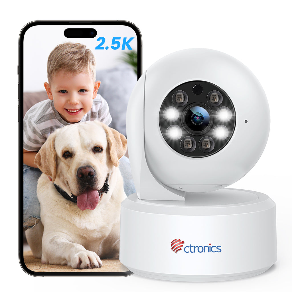 Ctronics 2.5K 4MP Surveillance Camera Indoor & 2.4/5Ghz WLAN with 20m Color Night Vision