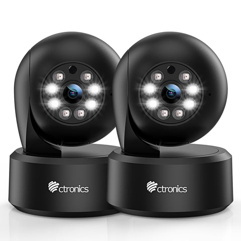 （Get the Second for Just $20）Ctronics 2K 3MP Surveillance Camera Indoor & 2.4Ghz WLAN with 20m Color Night Vision