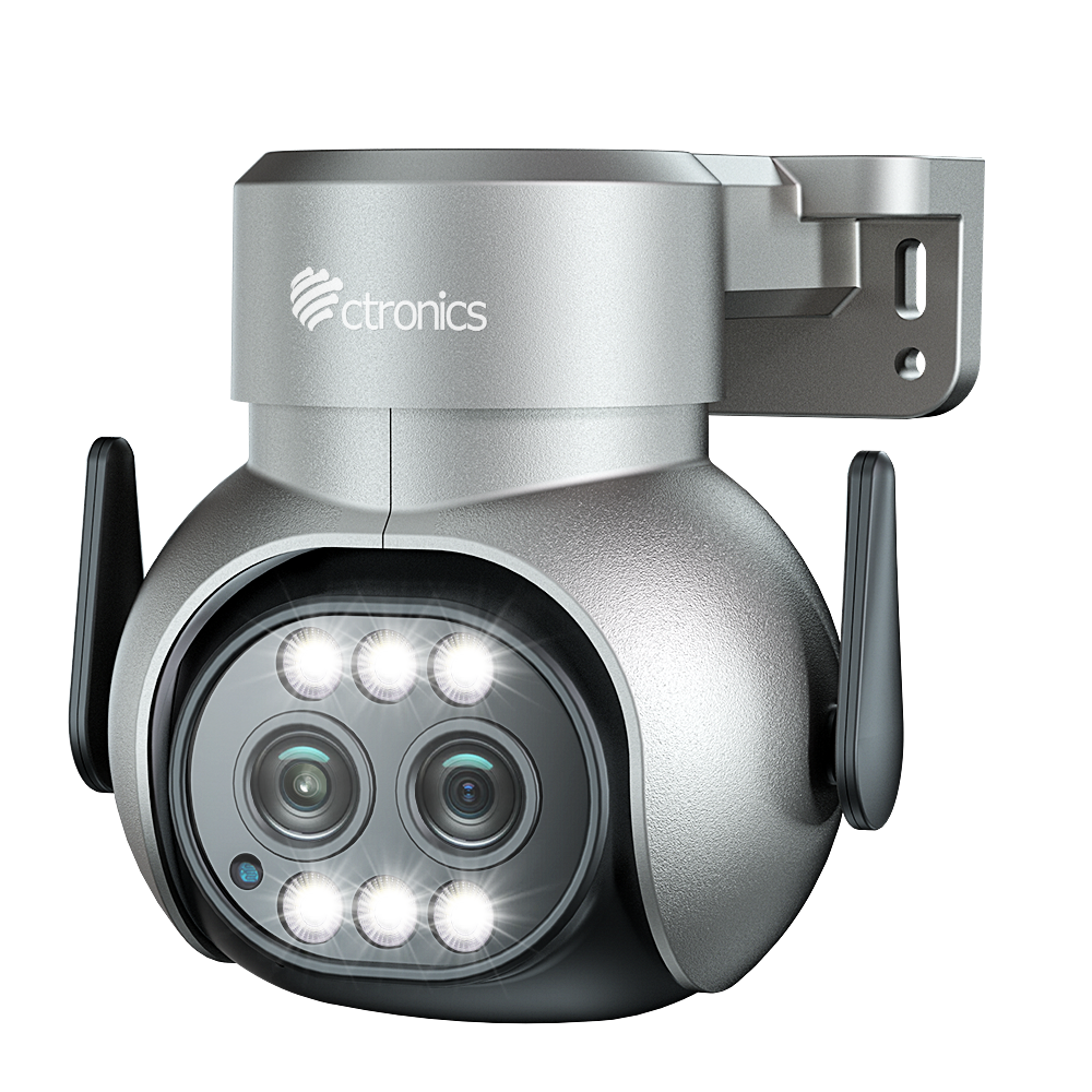 Caméra de sécurité Ctronics 2,5K 4MP avec double objectif WiFi 2,4/5 GHz et zoom hybride 6X