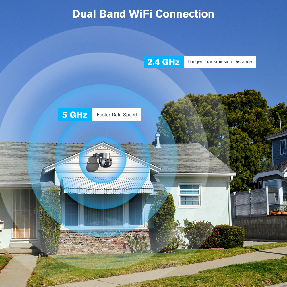 Cámara de vigilancia WiFi para exteriores 4K 8MP con foco, cámara PTZ WiFi de 2,4/5Ghz detección humana/animal/vehículo