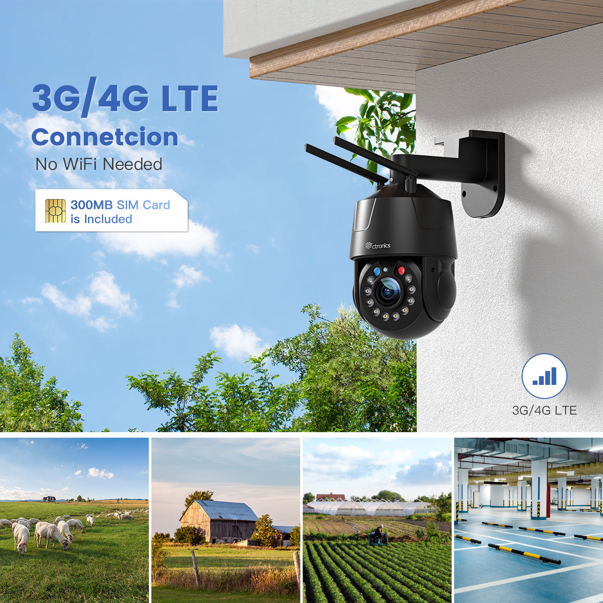 Ctronics Cámara Vigilancia Exterior 3G/4G LTE, Cámara de Seguridad