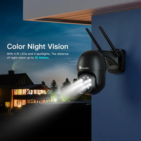 2K 4MP Wireless Security Camera with Human Detection and Auto Tracking-30m Color Night Vision - uk.ctronics