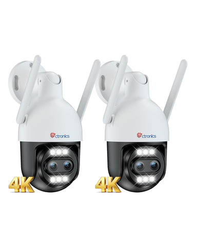 Ctronics [10X Hybrid Zoom 4K 8MP Security Camera Outdoor Metal, Dual-Lens & Zoom, 2.4/5GHz WiFi