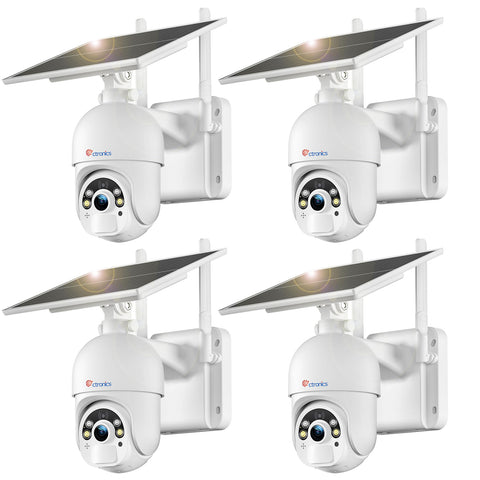 CTRONICS 5MP Solarversicherungskamera Outdoor Wireless, 6W Solarpanel, Schalllichtalarm, PC/Telefonfernbedienung, Farb Nachtsicht