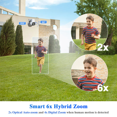 Caméra de surveillance WIFI HD 1080P à double objectif à zoom hybride Ctronics 6X