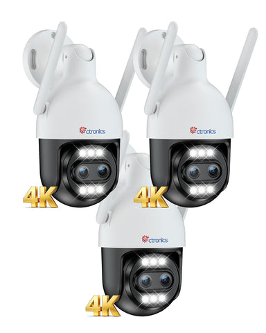 Ctronics [10X Hybrid Zoom 4K 8MP Security Camera Outdoor Metal, Dual-Lens & Zoom, 2.4/5GHz WiFi
