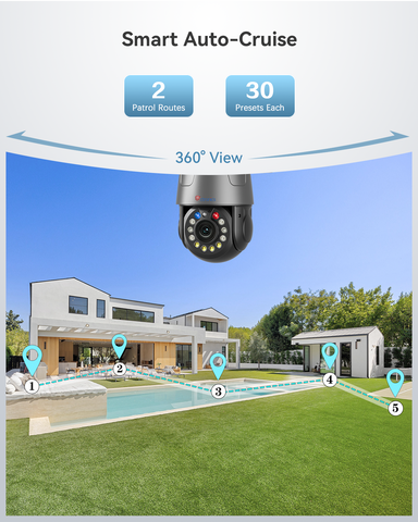 Ctronics 4K 8MP 30X Optical 3D Zoom Security Camera,Person/Vehicle/Animal Detection, R&B Warning Lights, 150m Night Vision, 2.4/5G, Cloud,Metal