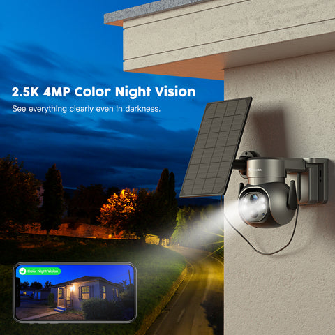 2,5K 4MP kabellose Outdoor-WLAN-Überwachungskamera mit 5000-mAh-Akku und Solarpanel