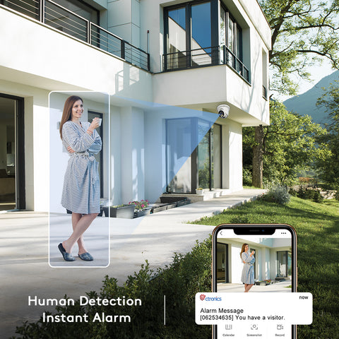 Cámara de seguridad inalámbrica 2K 4MP con detección humana y seguimiento automático, visión nocturna en color de 30 m