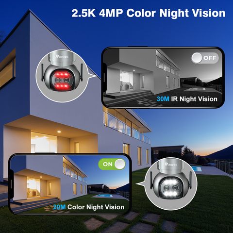 Cámara de seguridad Ctronics 2.5K 4MP con lente dual WiFi 2.4/5GHz y zoom híbrido 6X