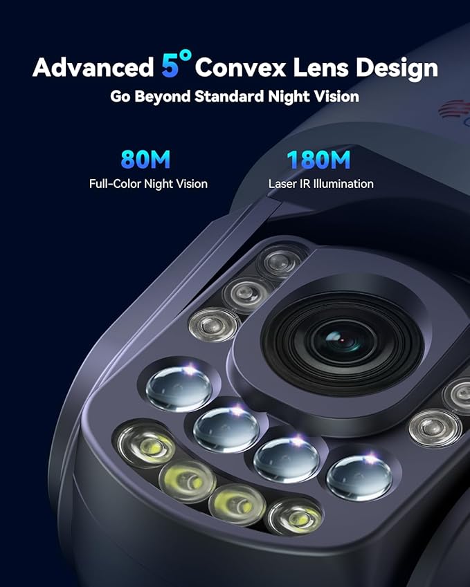 Ctronics 4K 30x Optical Zoom Security Camera Outdoor, 150m Night Vision, 2.4/5Ghz WiFi, AI Human/Vehicle/Pet Detection,Preset Cruise Paths, Metal