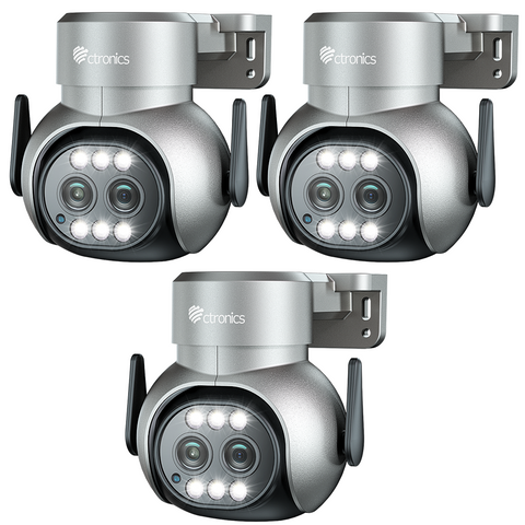 Ctronics 2,5K 4MP-Sicherheitskamera mit Doppelobjektiv, 2,4/5 GHz WLAN und 6-fachem Hybridzoom