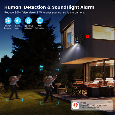 Cámara de seguridad celular 4G con zoom óptico de 10X y visión nocturna en color de 165 pies