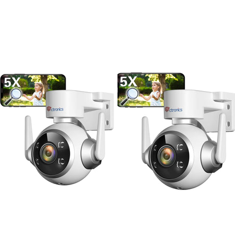 Ctronics 5X Optical Zoom 5MP Outdoor Security Camera with 2.4/5 Ghz WiFi & Cloud Storage