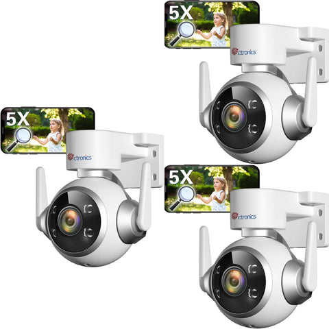 Ctronics 5X Optical Zoom 5MP Outdoor Security Camera with 2.4/5 Ghz WiFi & Cloud Storage