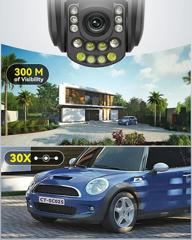 [Tutta in metallo] Telecamera di sicurezza 4K per esterni, rilevamento AI di veicoli/animali/esseri umani, SD/Cloud/FTP/NAS da 256 GB