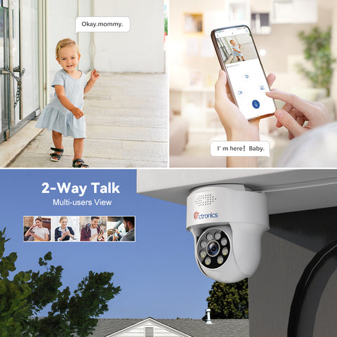 Caméra de surveillance extérieure PTZ 5MP, caméra dôme IP WiFi 2.4/5 GHz, détection humaine, suivi automatique