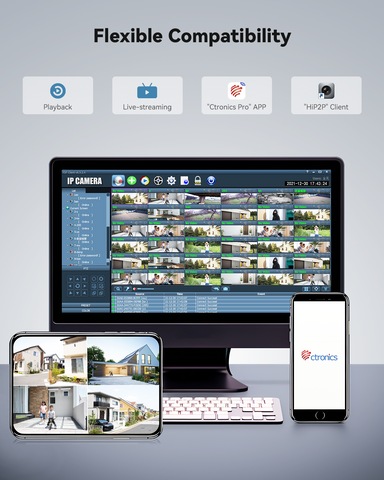 [Tutta in metallo] Telecamera di sicurezza 4K per esterni, rilevamento AI di veicoli/animali/esseri umani, SD/Cloud/FTP/NAS da 256 GB