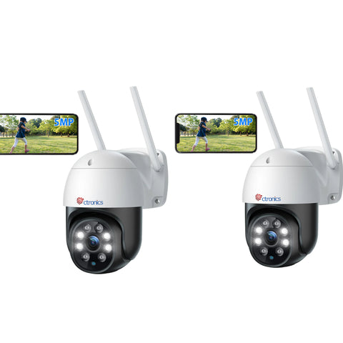 【2nd item $19.99】Ctronics 5MP Security Camera With 2.4G/5GHz Dual Band WiFi and 24/7 monitoring