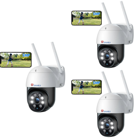 【2nd item $19.99】Ctronics 5MP Security Camera With 2.4G/5GHz Dual Band WiFi and 24/7 monitoring
