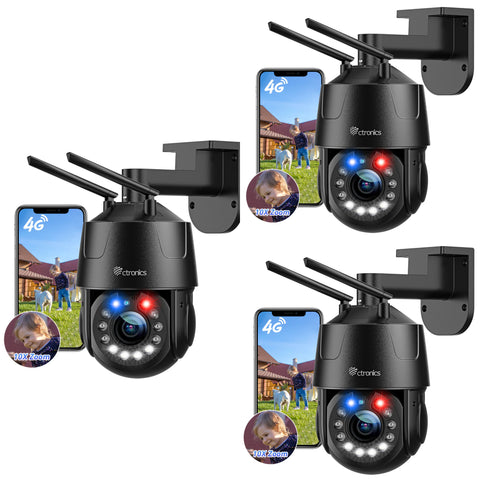 4G Cellular Security Camera With  10X Optical Zoom & 165FT Color Night Vision