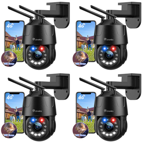 4G Cellular Security Camera With  10X Optical Zoom & 165FT Color Night Vision