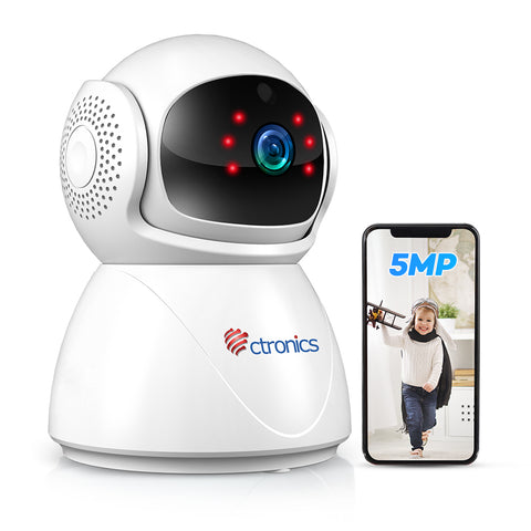 5MP PTZ Indoor Security Camera Ctronics CCTV WiFi Surveillance Camera with Auto Tracking