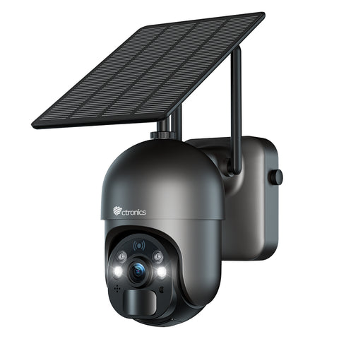 2K 4MP Caméra Surveillance WiFi Solaire Extérieur Ctronics PTZ Caméra