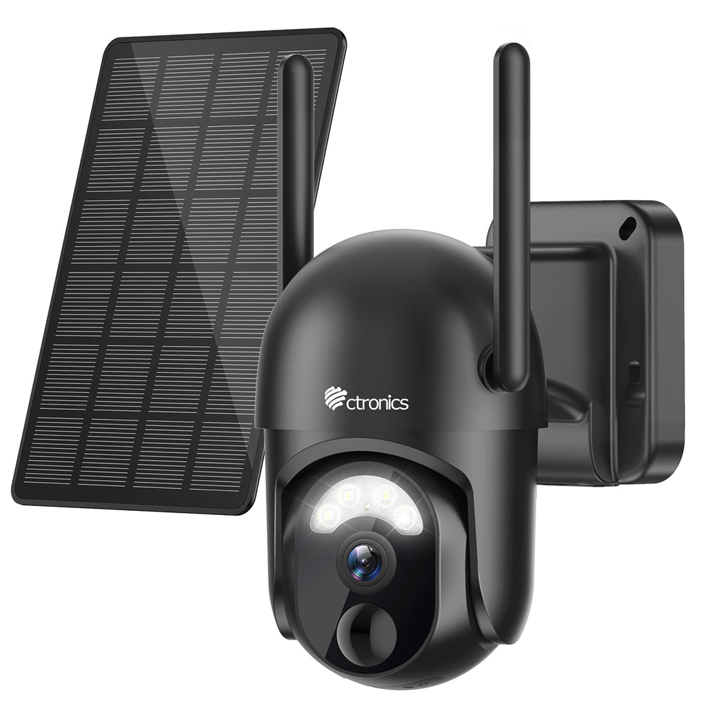 Ctronics 2K 3MP Solar Security Camera Wireless Outdoor with 7800mAh Rechargeable Battery AI/PIR Detection