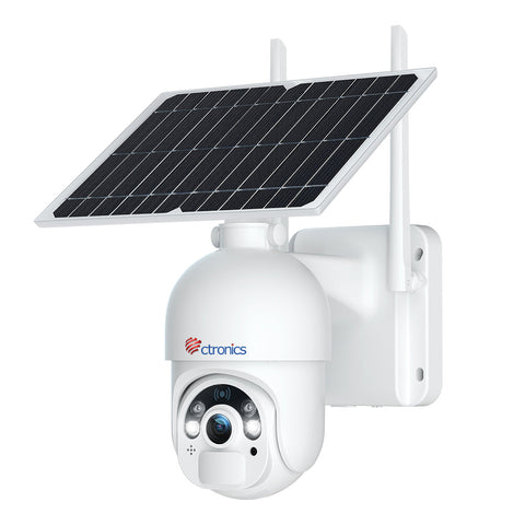 Caméra de sécurité solaire extérieure Ctronics 2K 4MP - Alimenté par batterie/solaire et sans fil