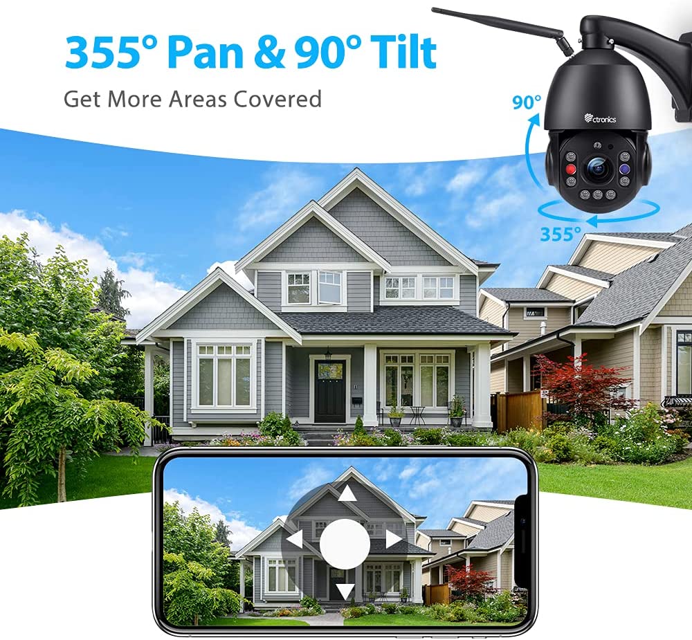 5MP HD PTZ Security Camera with 30X Optical Zoom and 492ft Night Vision