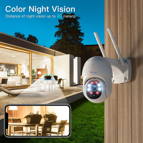 2K HD Wireless Security Camera with Human Detection and Auto Tracking-30m Color Night Vision - Ctronics
