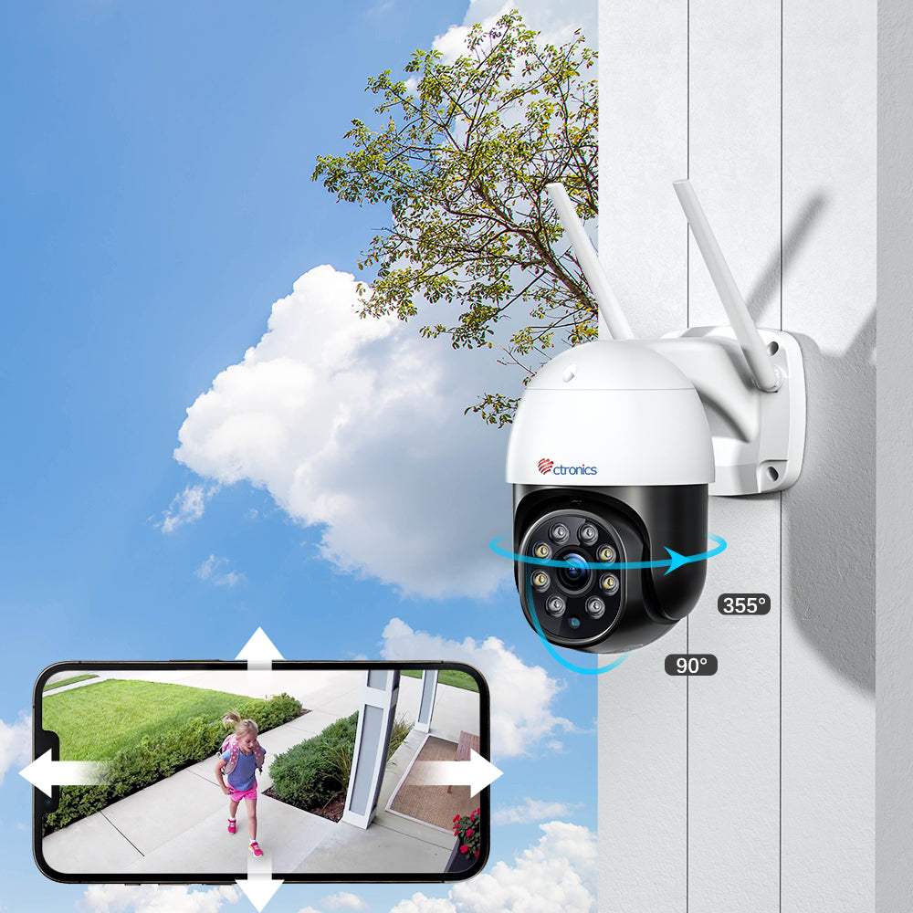 Caméra de sécurité Ctronics 5MP avec WiFi double bande 2,4G/5GHz et surveillance 24h/24 et 7j/7