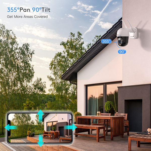 Caméra de sécurité extérieure 4K 8MP Ctronics PTZ WiFi caméra de Surveillance avec détection intelligente humaine/véhicule pour la sécurité à la maison