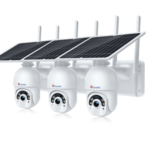 Ctronics 2K 3MP Solar-Überwachungskamera mit Farb-Nachtsicht und 10.000-mAh-Akku