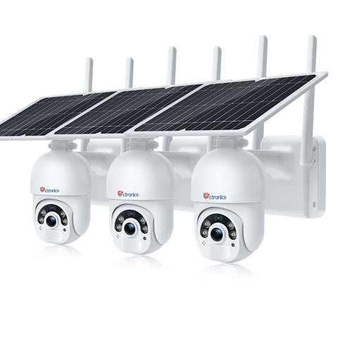 Telecamera Esterna Ctronics 2K 3MP Con Pannello Solare 6W – PTZ, PIR, Audio Bidirezionale, IP66