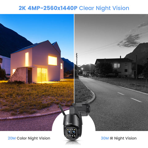 Caméra intelligente intérieure/extérieure 2K 4MP, double objectif, zoom hybride 6X et wifi 5G/2,4 GHz