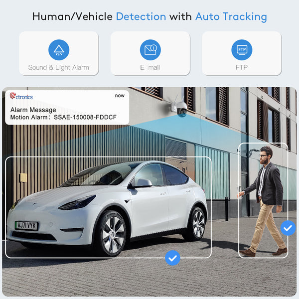 Cámara de seguridad 4K 8MP para exteriores Ctronics PTZ WiFi cámara de vigilancia con detección inteligente de personas/vehículos para seguridad del hogar