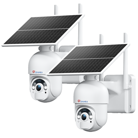 Telecamera di sicurezza solare Ctronics 2K 4MP per esterni - Alimentata a batteria/energia solare e wireless