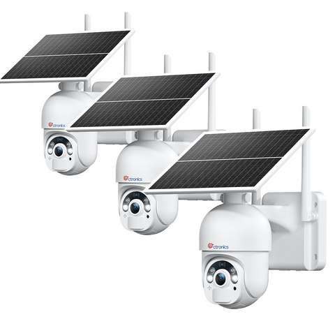 Cámara de seguridad solar Ctronics 2K 4MP para exteriores: batería/energía solar e inalámbrica